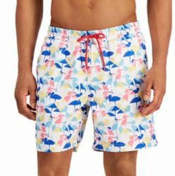 Club Room Abstract Stork Print Swim Trunks Size L - Picture 1 of 5